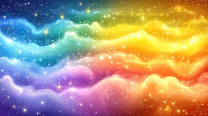 Colorful Starry Sky Background with Fantasy Clouds