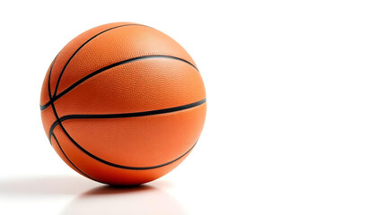 orange basketball on glossy white surface, softly lit studio scene
