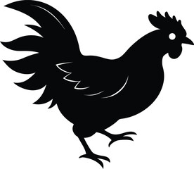 Obraz premium Side View Black Silhouette Of A Chicken Jumping On