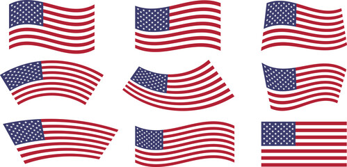 set of american flags
