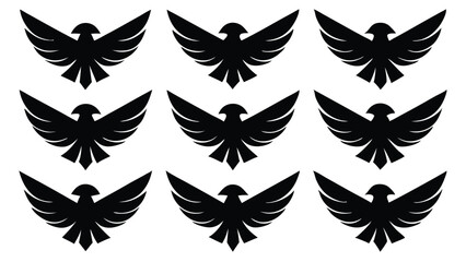 Collection of eagle icons isolated on white background