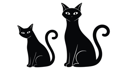 Minimalist black cat silhouette on white background