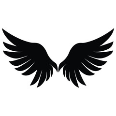 Elegant angel wings silhouettes set isolated on white background