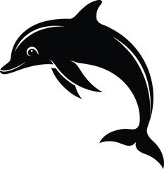 Fototapeta premium Smooth Edges Black Silhouette Of A Dolphin Roaring
