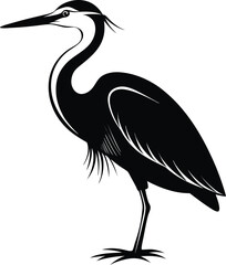 Obraz premium Smooth Edges Black Silhouette Of A Heron Floating