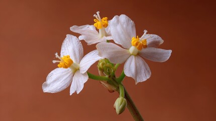 Obraz premium Close-up of delicate white flowers with vibrant yellow centers.
