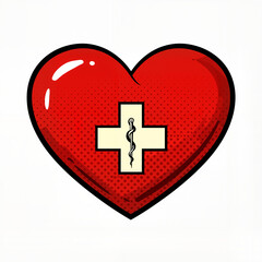 Obraz premium Red heart with medical cross isolated on white background