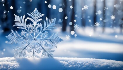 winter snowflakes gently falling on a frosted glass vase winter scene winter wonderland