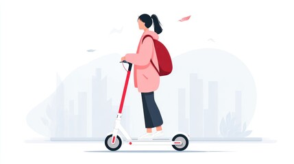 Woman riding an electric scooter