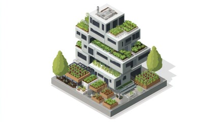 Urban vertical farm isometric