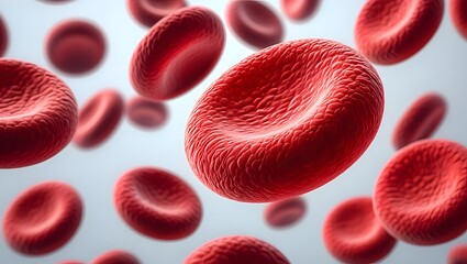 Close-up of Red Blood Cells in Motion - Detailed Scientific Visualization