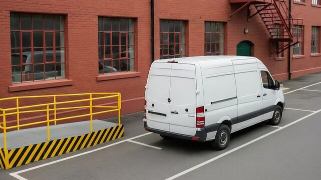 White Commercial Van in a Parking Space