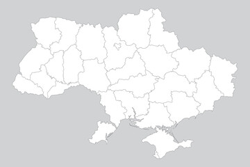 Vector graphic artwork suitable for print and web containing flat detailed map of UKRAINE