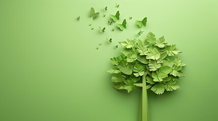 green ecology background minimalist design with tree