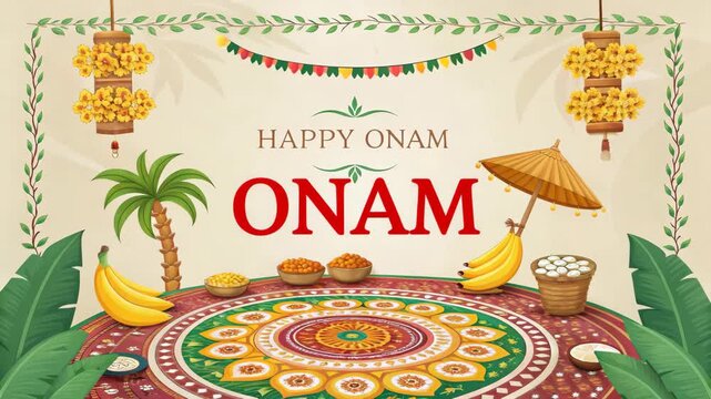 Colorful Onam Festival Celebration Illustration