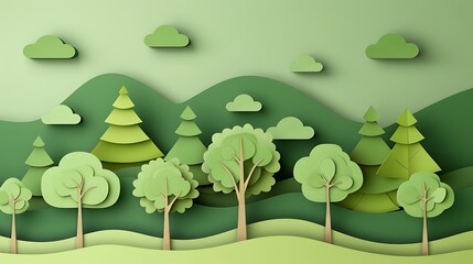green ecology background minimalist design with tree