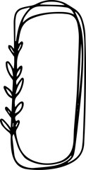 Doodle floral frame decoration for wedding, birthday party. Elegant minimal border with leaves
