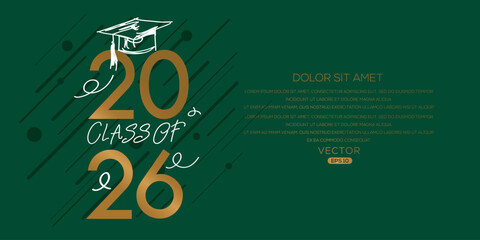 Class Of 2026 Celebration Design, Vector Illustration.