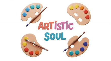 Colorful art palettes in circular arrangement