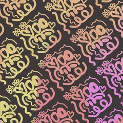 Colorful abstract pattern with cursive script on dark background  