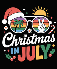 Sunglasses Santa Claus Beach Christmas in July Funny Christmas