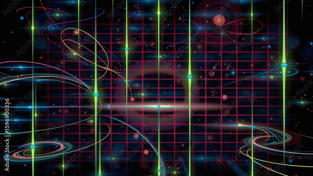 Canvas Prints cosmos in dynamic digital grid
