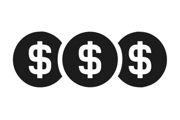 Three dark gray dollar coins lined up