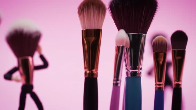 Makeup brushes with tiny figures