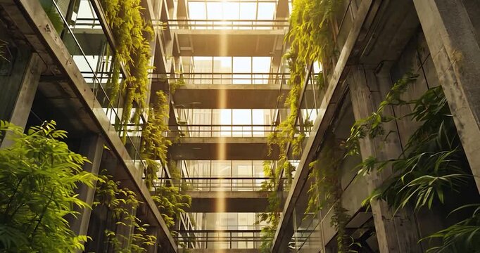 Urban greenery highrise interior