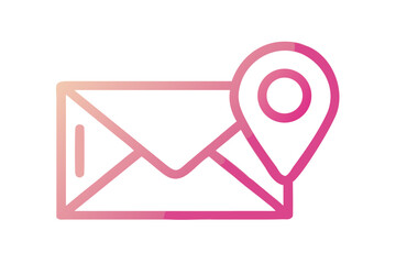 Envelope with a pink gradient location pin
