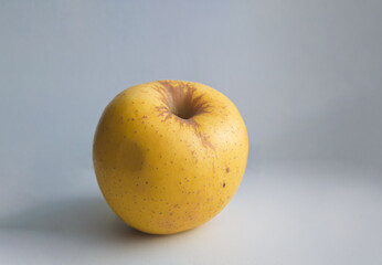 Golden apple close-up on a white background
