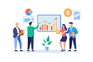 Business team analyzing financial growth and investment strategies