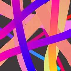 Colorful abstract lines overlapping in vibrant patterns on dark background  