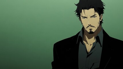 Fototapeta premium Intense anime character portrait of a man.
