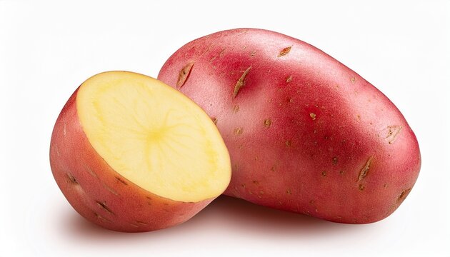 red potatoes rustic harvest half sliced transparent background