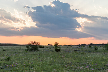Texas Sunset Drive Under Stormy Clouds