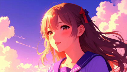 セーラー服の女　AI生成素材