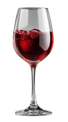 A modern vibe is suffused in this tall image of a glass filled with richly colored wine, perfect for class branding or luxury editorial. The glass appears to float in mid-air, with no shadows or refle