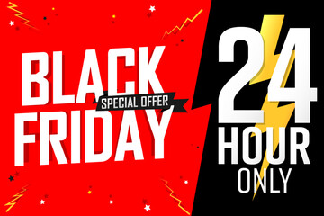 Black Friday Sale, 24 hours only, discount poster 