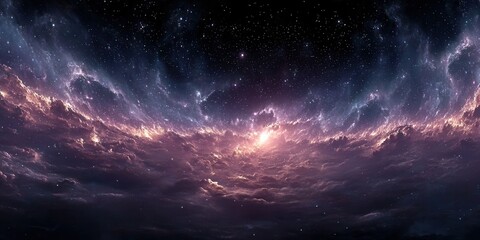 Fototapeta premium Envisioning a cosmic genesis within a colossal interstellar cloud of the Fantasy Universe