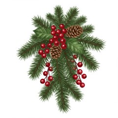 Obraz premium Christmas Holly Pine Cone Berry Decoration