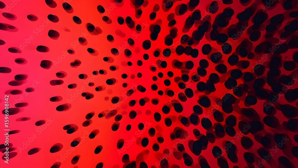 Fototapete red and black abstract background with dots pattern, modern art design element style