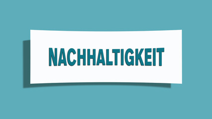 Nachhaltigkeit (sustainability) - A card isolated on light green background.