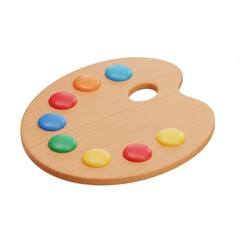 Colorful Paint Palette with Wooden Texture