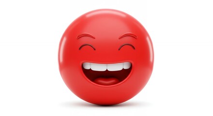 Joyful red emoji graphic