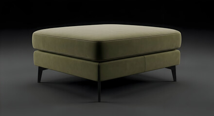 Elegant olive green ottoman adds a touch of modern sophistication to your living room or study space now
