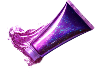 Shimmering cosmetic cream in bright purple color palette