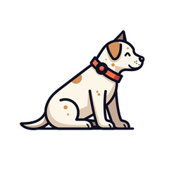 Cartoon illustration of a happy sitting dog with a red collar against a light background
