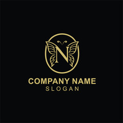 Elegant Butterfly Logo with Letter N for Luxury Brand