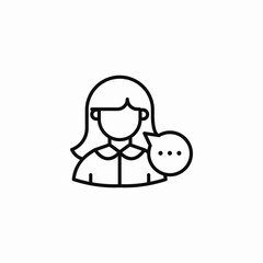 female portrait speaking icon sign vector
